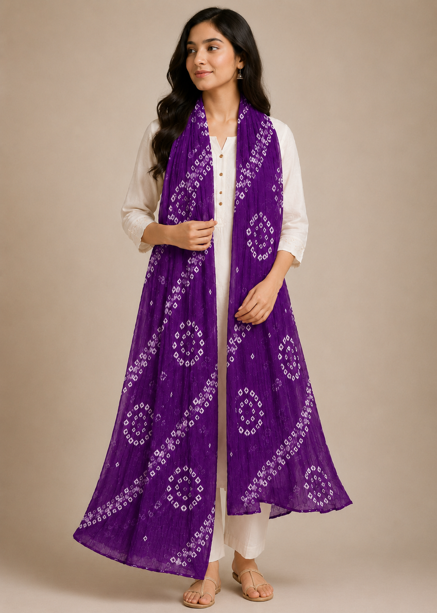Purple Bandhani Dupatta