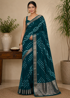Bottle Green Leher Zari Saree