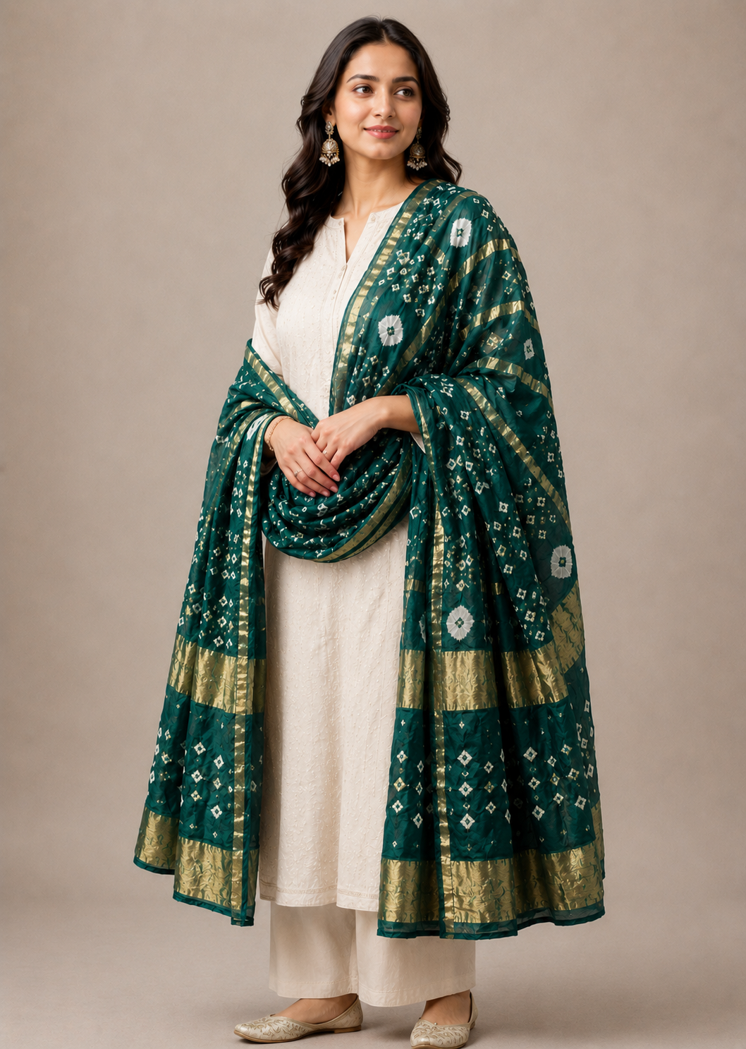 Bottle Green Ghatchola Dupatta