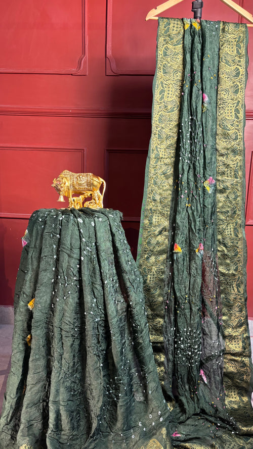 Bottle Green Royal Wedding Saree