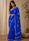 Royal Blue Zari Bandhani Saree