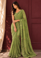 Mehendi Green Royal Wedding Saree