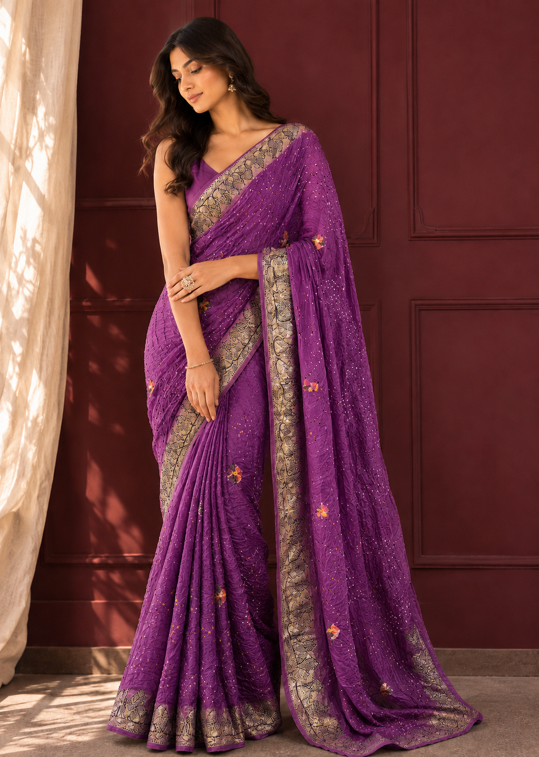 Wine Royal Wedding Saree