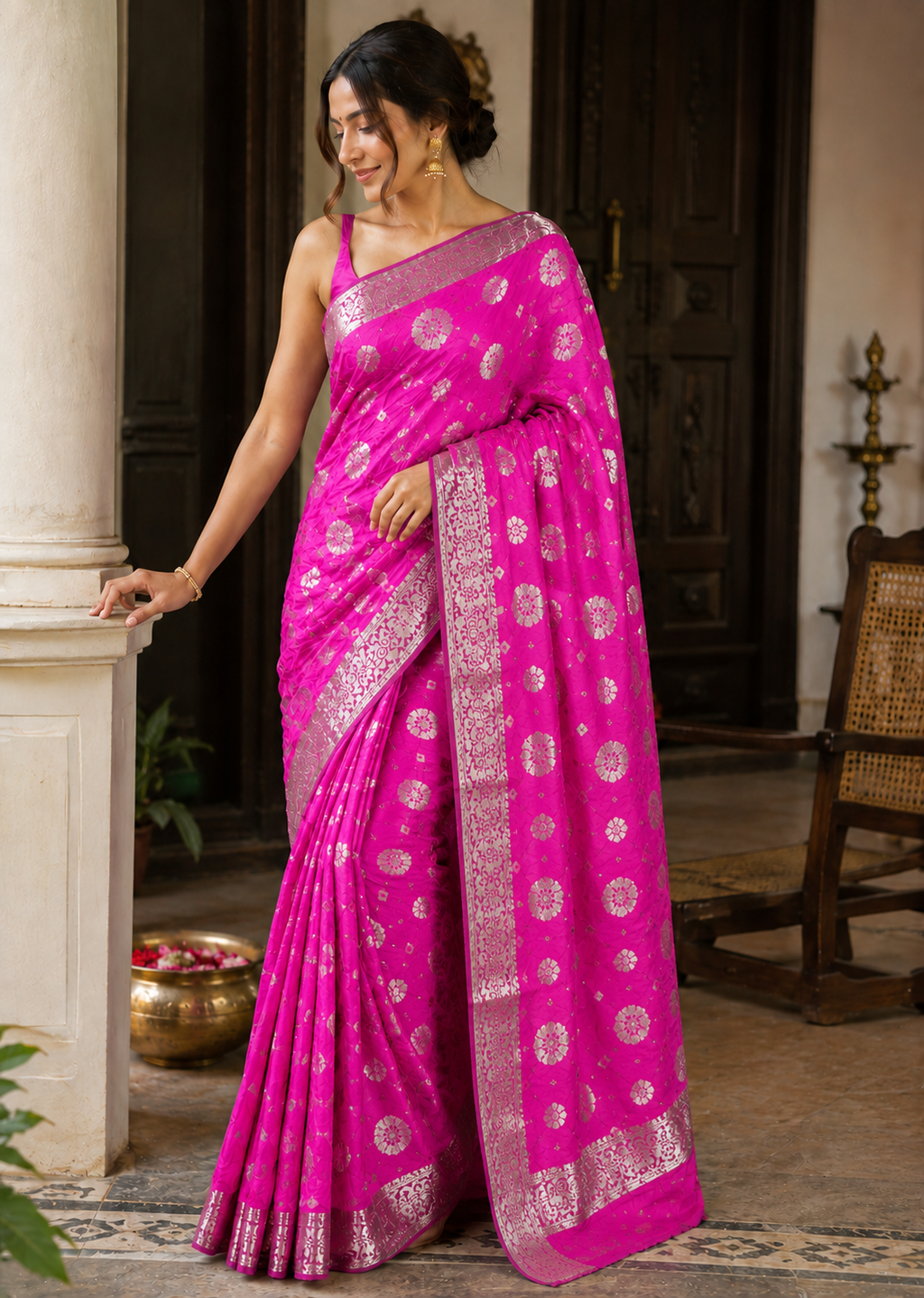 Rani Flower Zari Saree