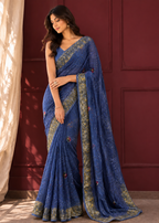 Indigo Blue Royal Wedding Saree