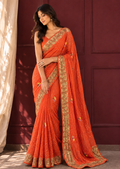 Rust Orange Royal Wedding Saree