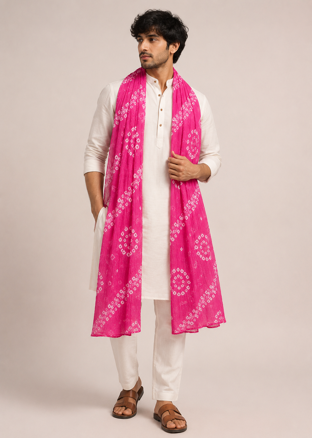 Hot Pink Bandhani Dupatta