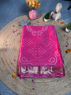 Hot Pink Leher Zari Saree