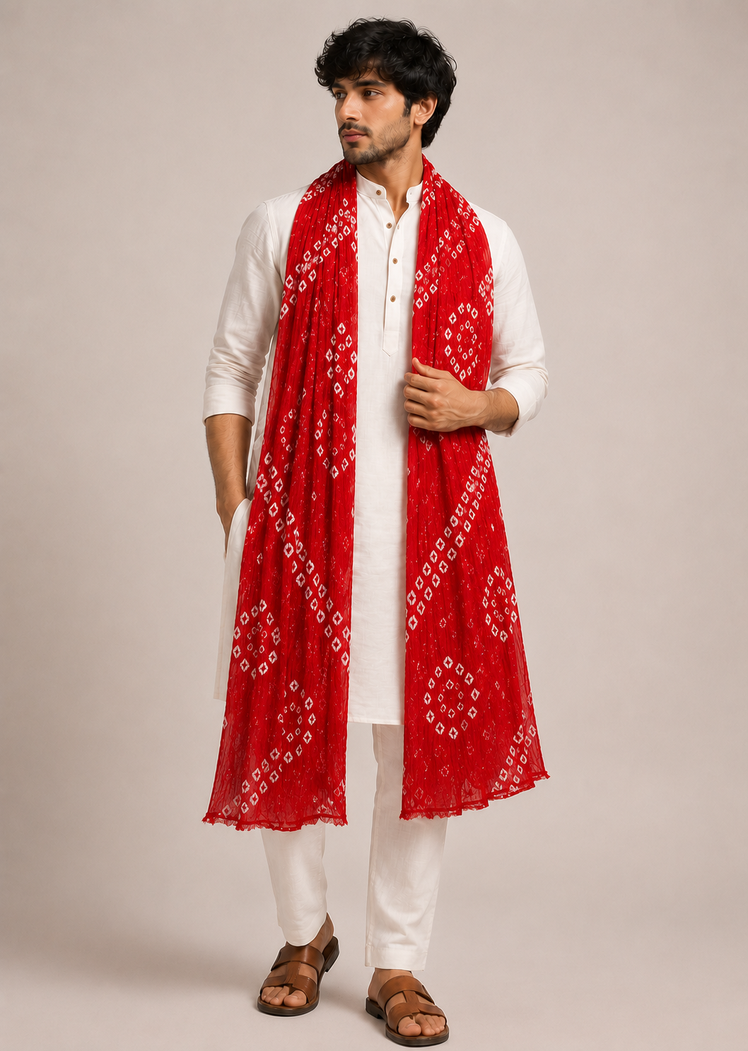 Maroon Bandhani Dupatta