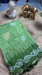 Mehendi Green Zari Bandhani Saree