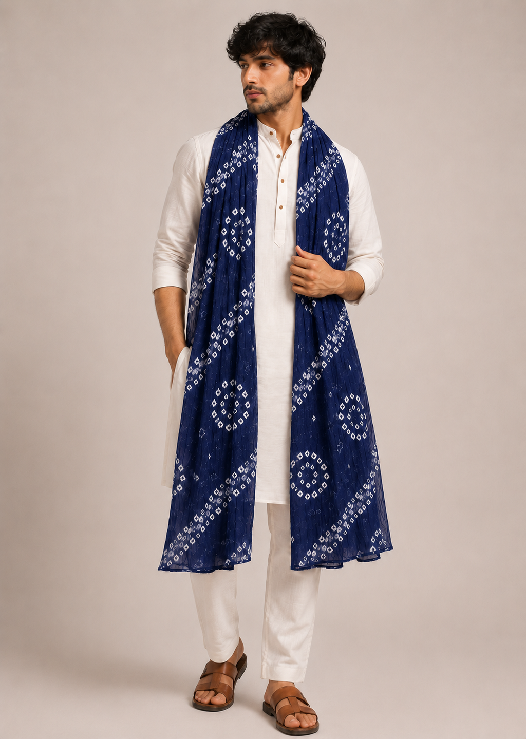 Navy Blue Bandhani Dupatta