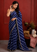 Navy Blue Rajasthani Zari Leheriya