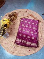 Onion Pink Flower Zari Saree