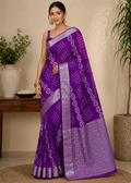 Purple Leher Zari Saree