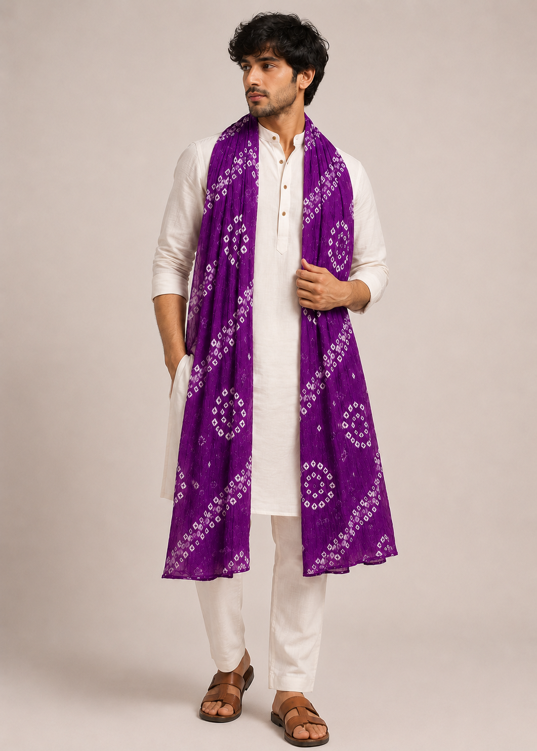 Purple Bandhani Dupatta