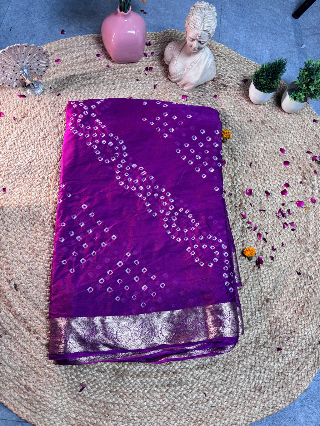 Purple Leher Zari Saree