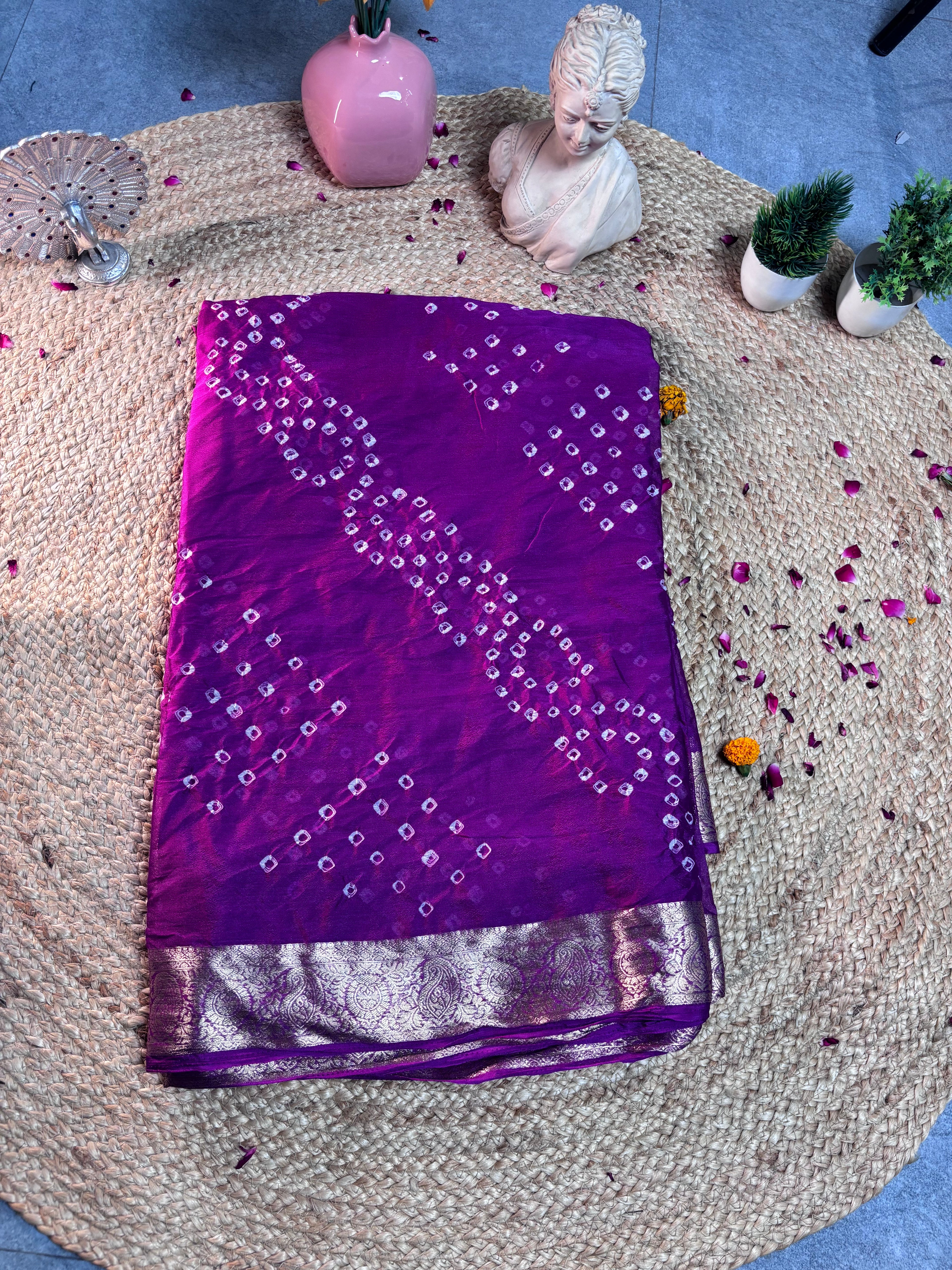 Purple Leher Zari Saree