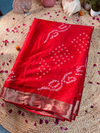 Red Leher Zari Saree