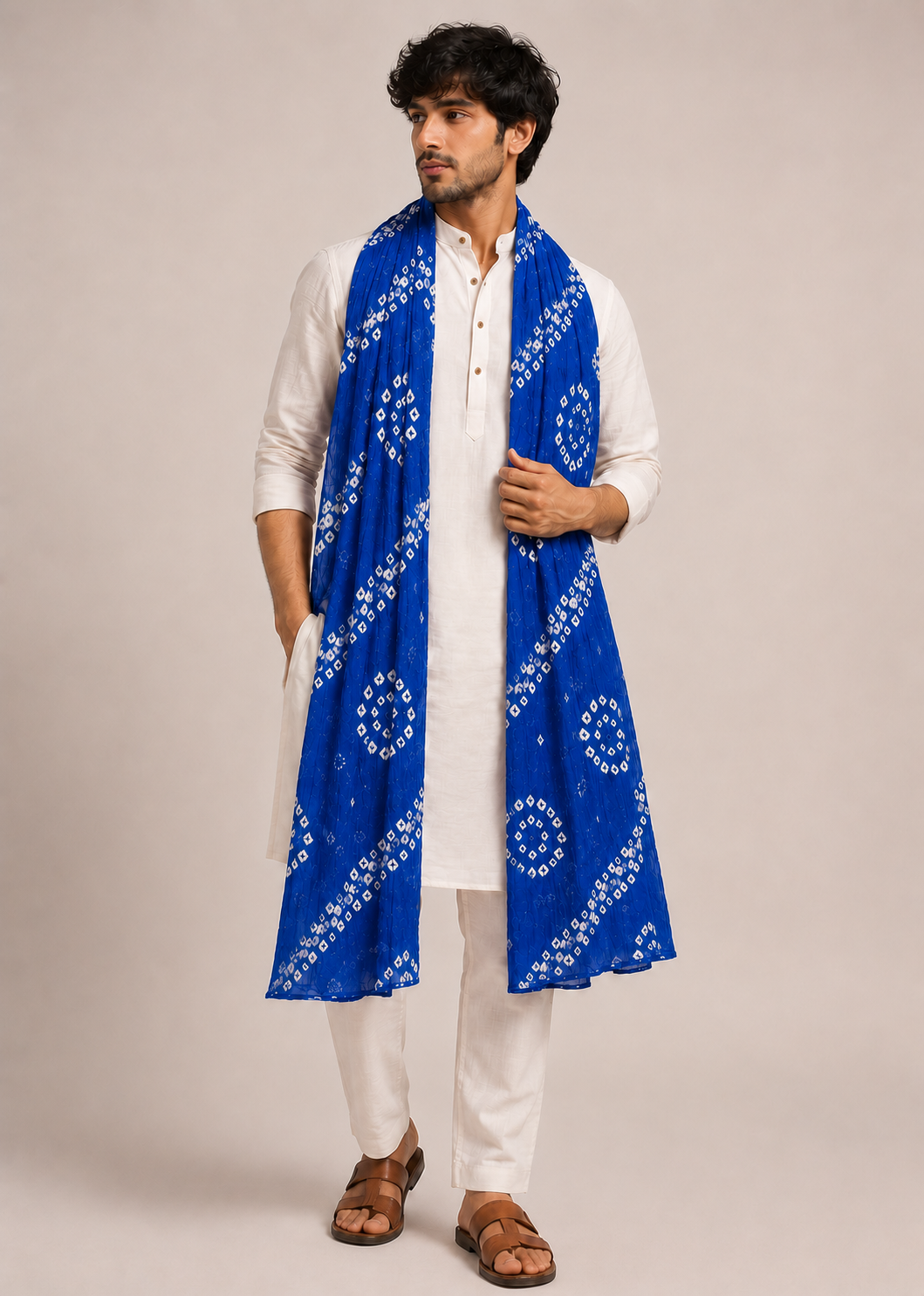 Royal Blue Bandhani Dupatta
