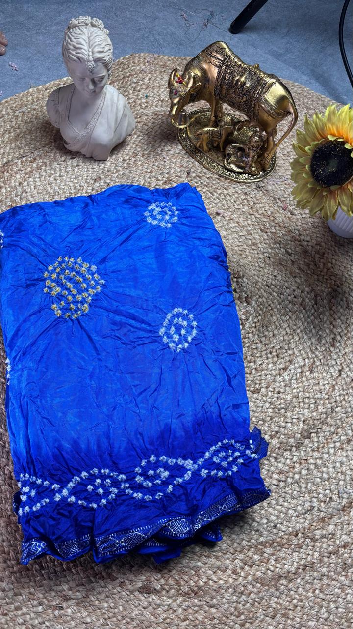 Royal Blue Zari Bandhani Saree