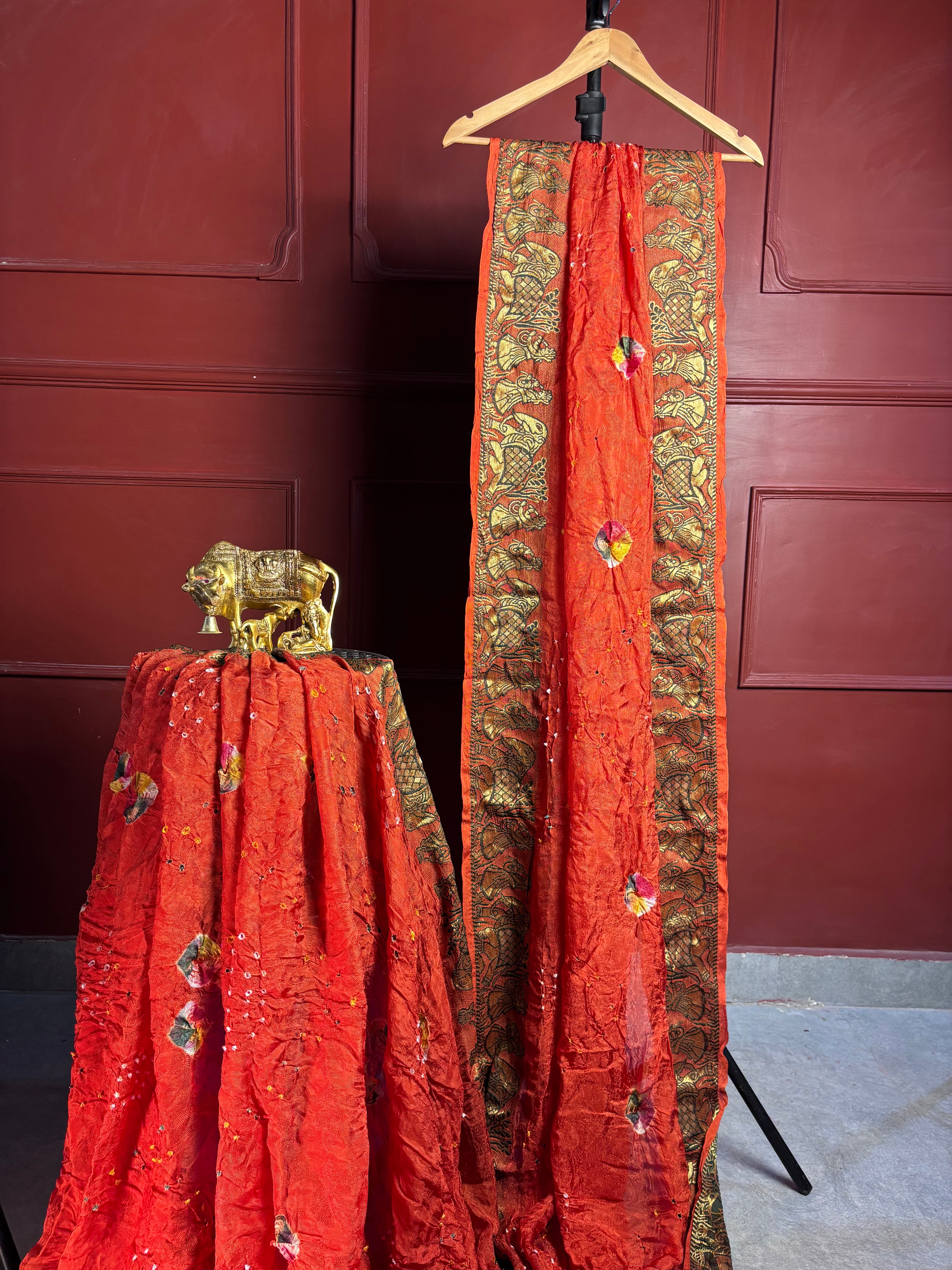 Rust Orange Royal Wedding Saree