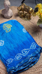 Sky Blue Zari Bandhani Saree