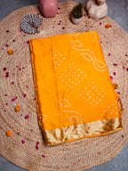 Yellow Leher Zari Saree