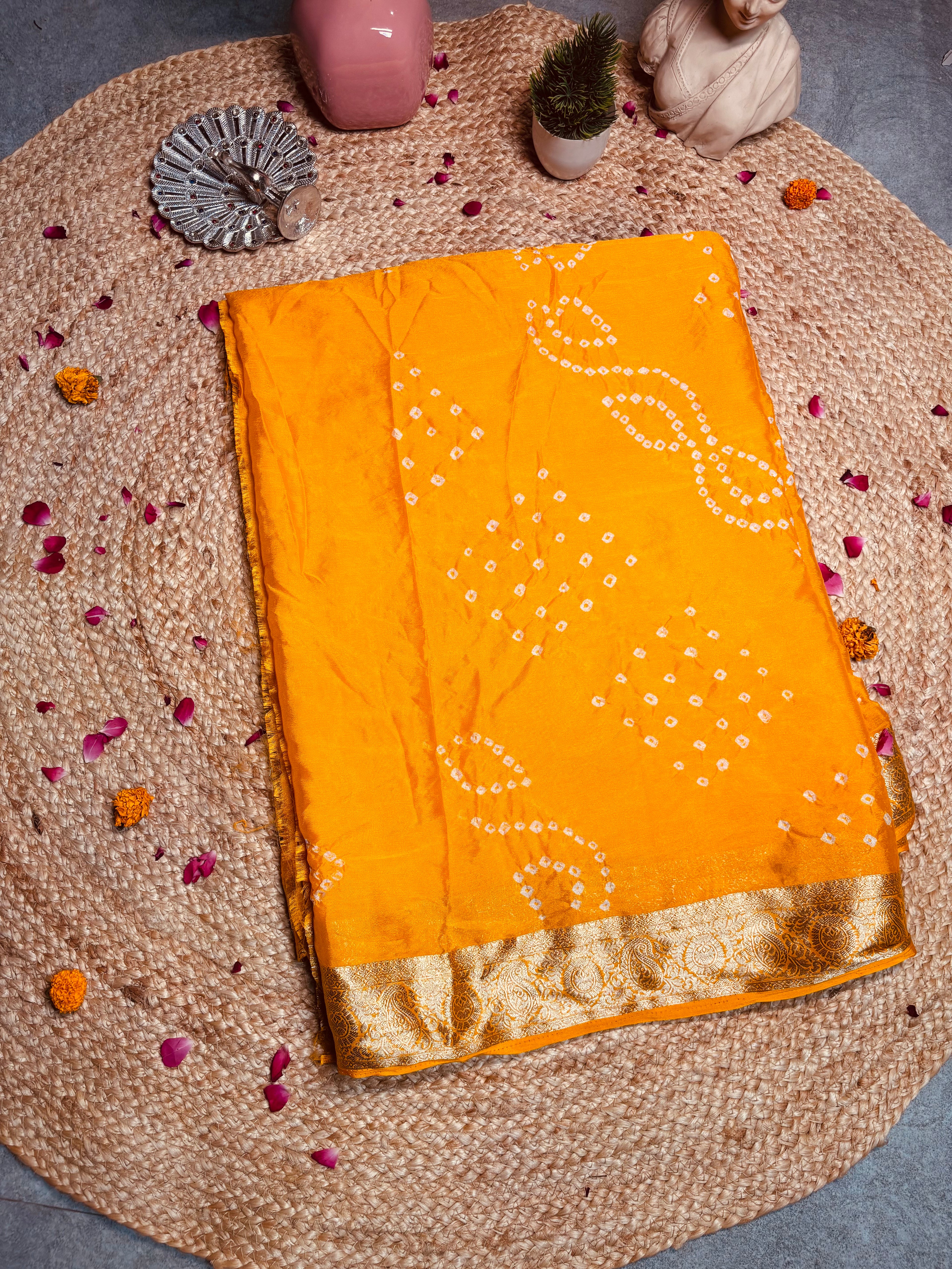 Yellow Leher Zari Saree