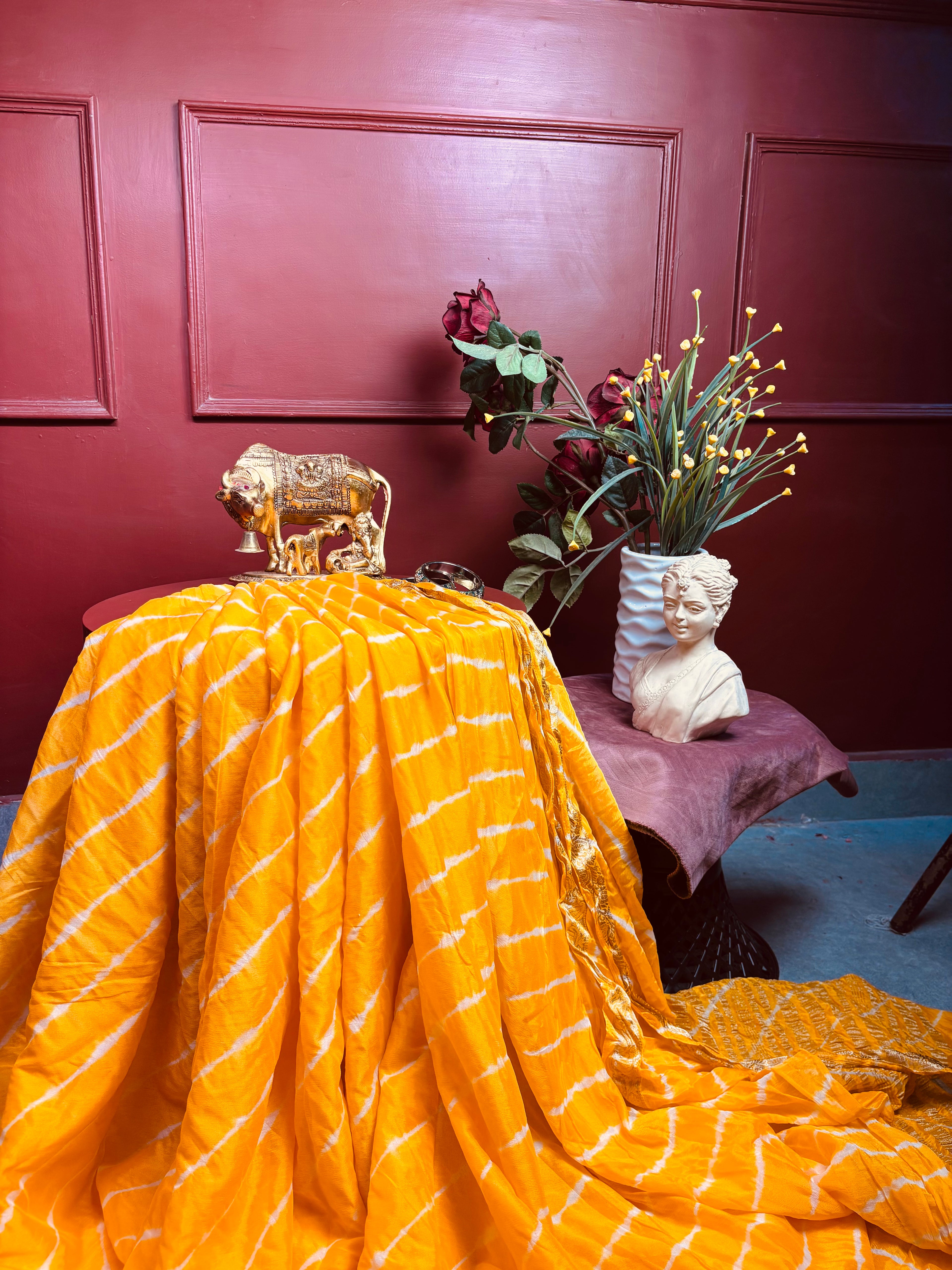 Yellow Rajasthani Zari Leheriya